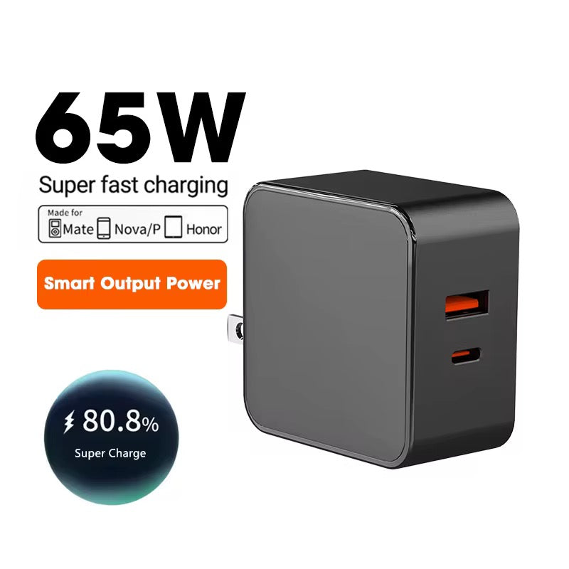 Chargeur Rapide USB-C 65W – Double Port avec Protection Intelligente