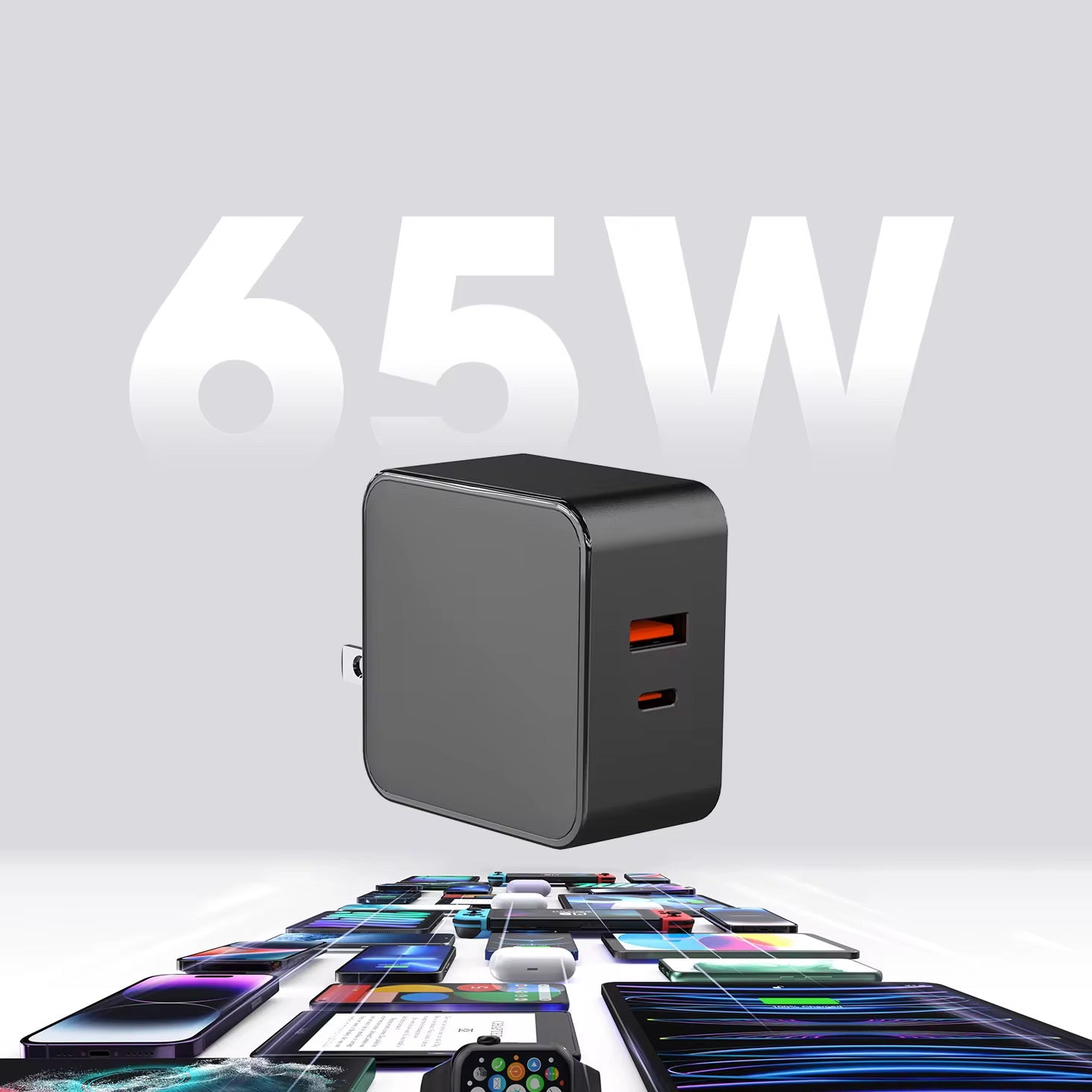 Chargeur Rapide USB-C 65W – Double Port avec Protection Intelligente
